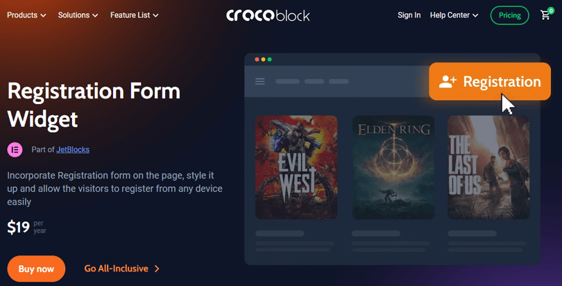 Crocoblock User Register Widget