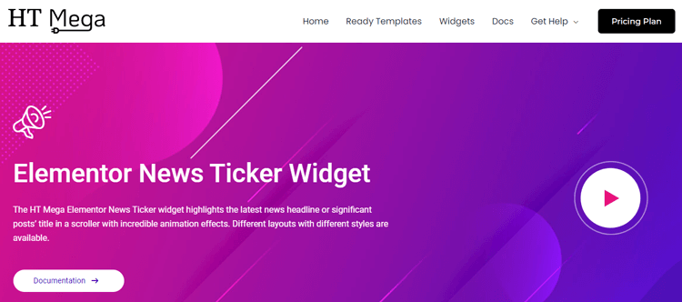 HT Mega Elementor News Ticker Widget